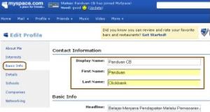 basic info panduan clickbank di myspace
