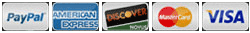 Payment Types Accepted - Paypal, Amex, Discover, MasterCard, Visa