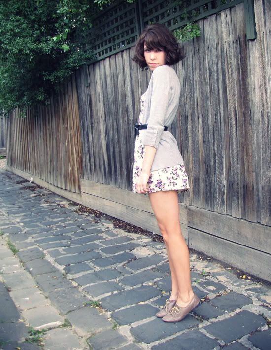 Topshop floral bustier romper, Supre 3/4 sleeve cardigan, eBay bow belt, Handmade leather brogues C/O Golden Ponies outfit @ Le Blog de Sushi leblogdesushi