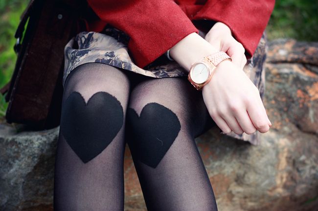 Heart Knee Patch Tights