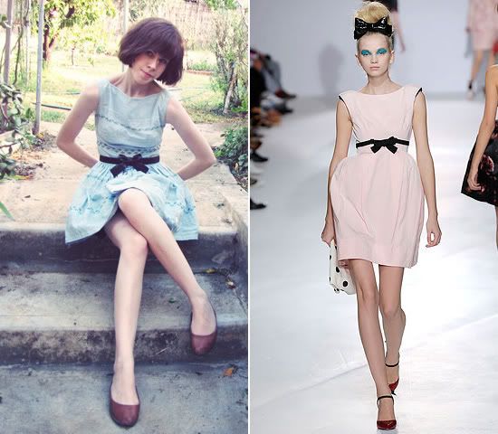 Etsy vintage 1950's sun dress, eBay bow belt, Luella Military Disco bag Luella inspired outfit @ Le Blog de Sushi