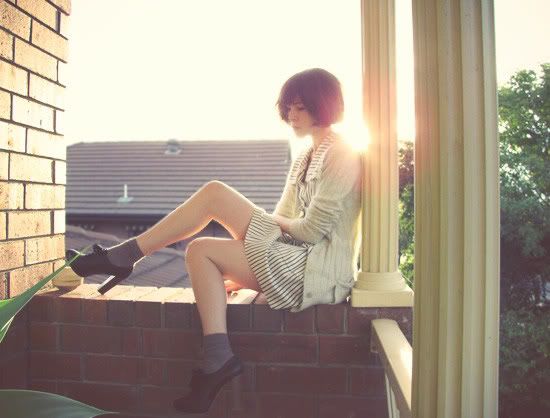 Vintage sailor dress, French Kitty wool cardigan, Forever 21 ankle sock, Chloe Silverado booties outfit @ Le Blog de Sushi