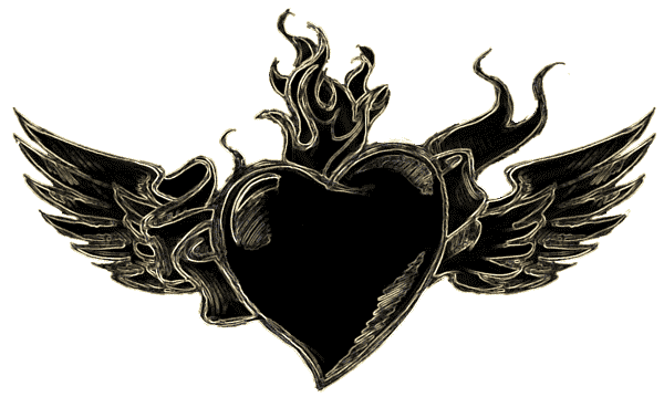 heart tattoo designs. Flaming black heart tattoo.