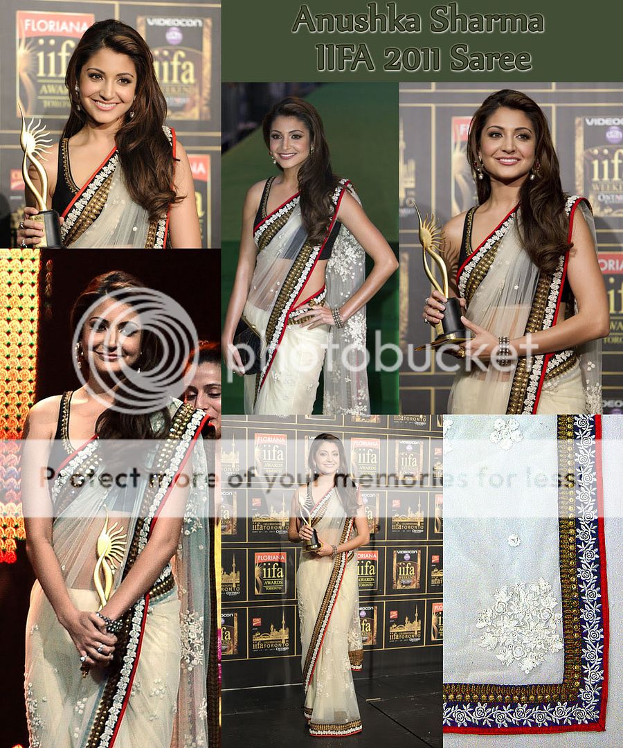   Quality White Net Saree From Anushka Sharma IIFA Award 2011  